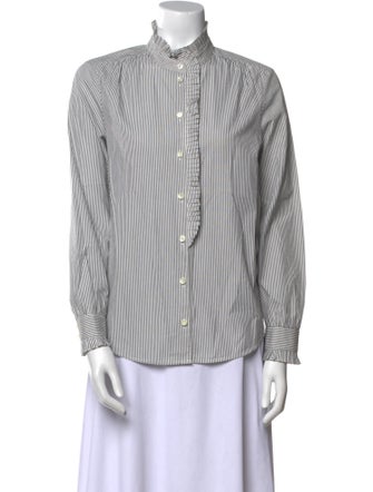 FRAME Striped Long Sleeve Button-Up Top