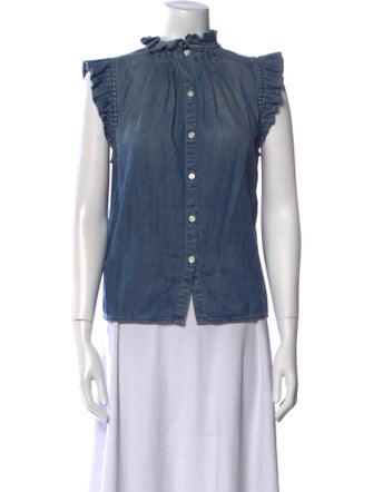 FRAME Mock Neck Sleeveless Button-Up Top