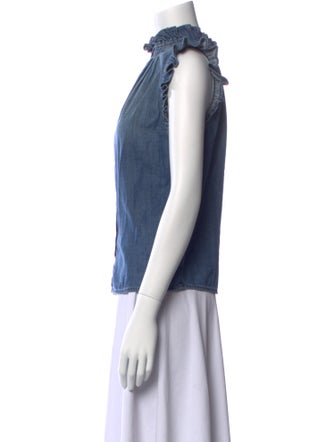 FRAME Mock Neck Sleeveless Button-Up Top