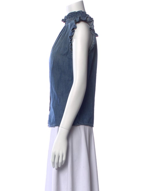 FRAME Mock Neck Sleeveless Button-Up Top