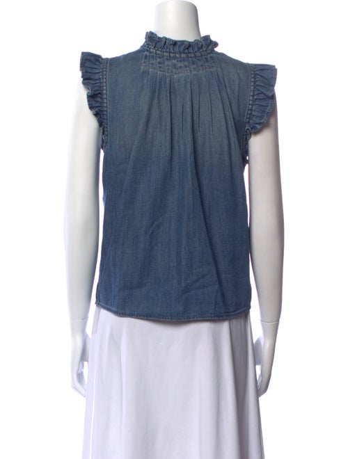 FRAME Mock Neck Sleeveless Button-Up Top
