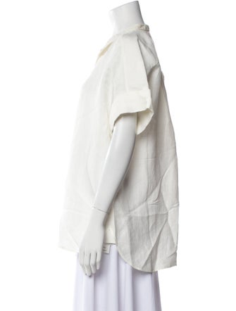 FRAME Linen Short Sleeve Button-Up Top