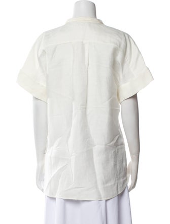 FRAME Linen Short Sleeve Button-Up Top