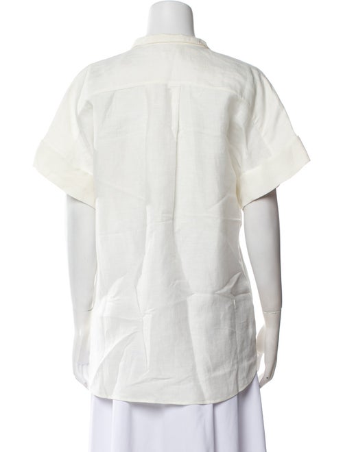 FRAME Linen Short Sleeve Button-Up Top