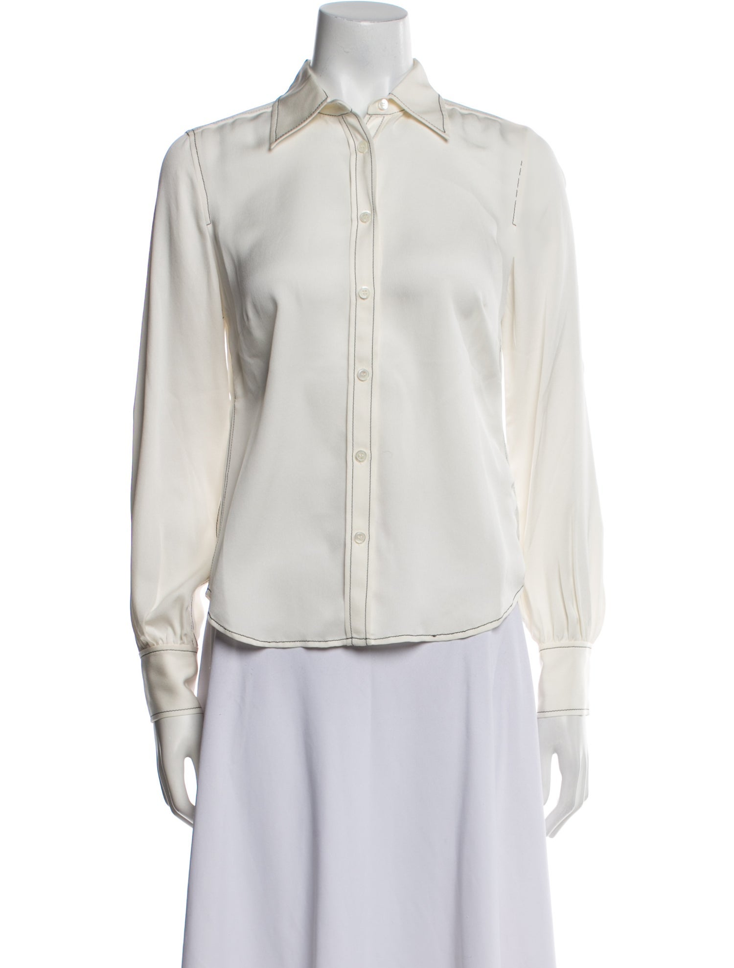 FRAME Silk Long Sleeve Button-Up Top