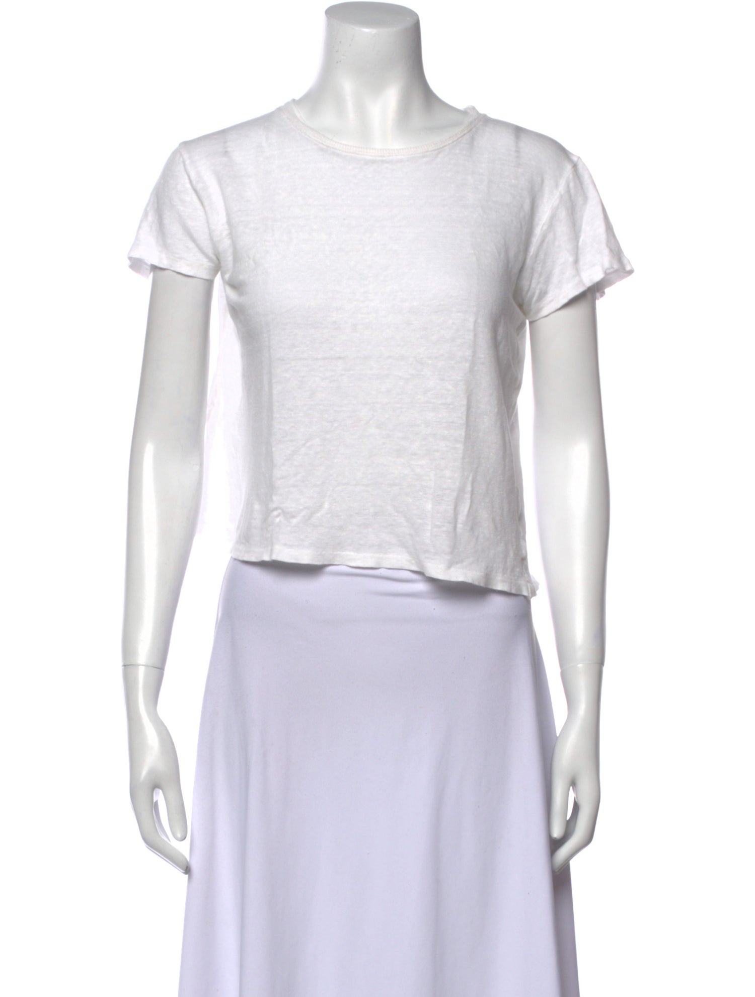 FRAME Linen Scoop Neck Crop Top