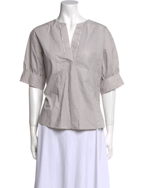 FRAME Striped V-Neck Blouse