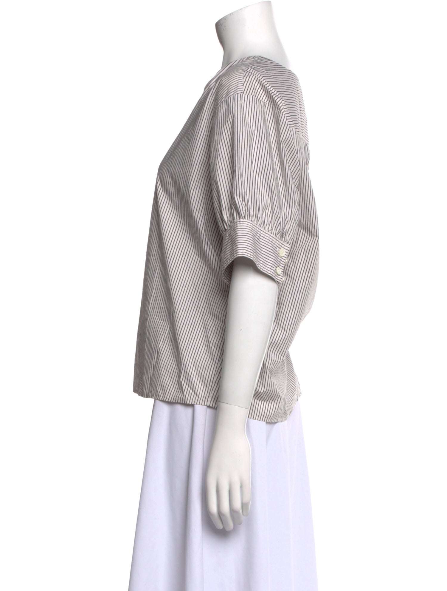 FRAME Striped V-Neck Blouse