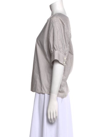 FRAME Striped V-Neck Blouse