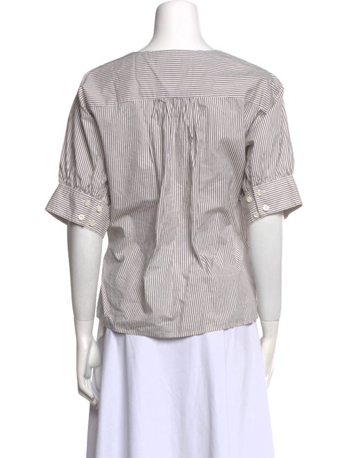 FRAME Striped V-Neck Blouse