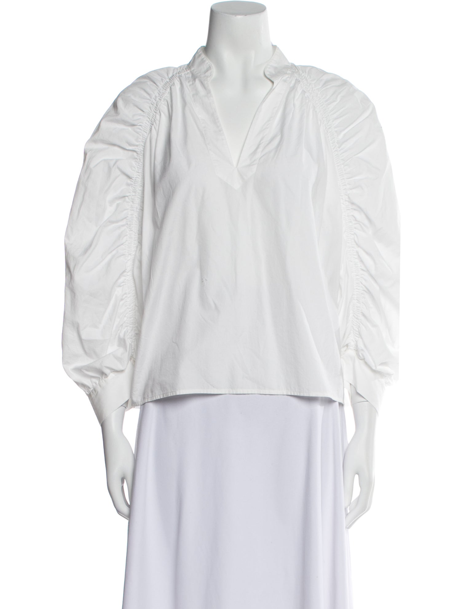 FRAME V-Neck Three-Quarter Sleeve Blouse