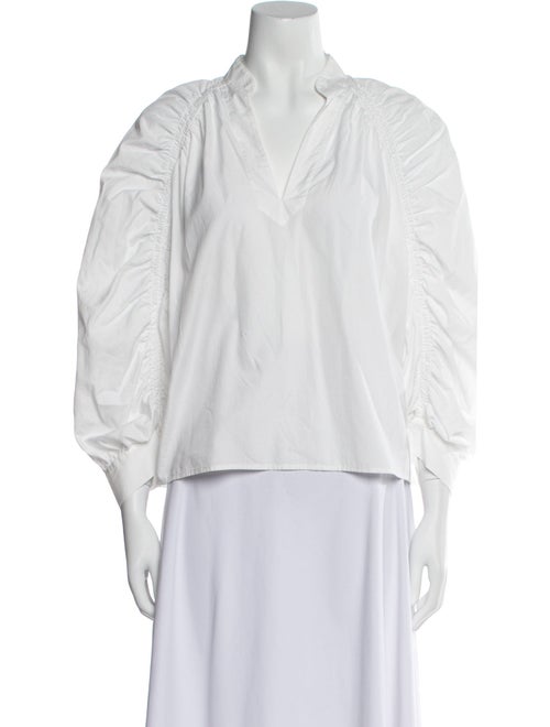 FRAME V-Neck Three-Quarter Sleeve Blouse