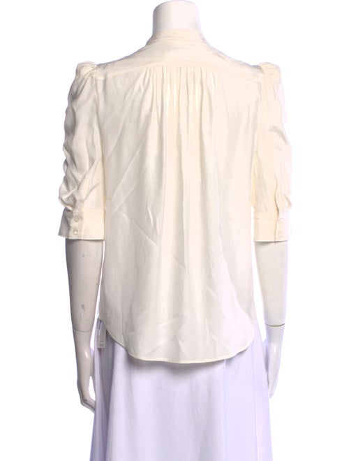 FRAME Silk Mock Neck Button-Up Top