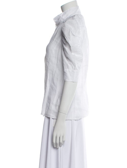 FRAME Mock Neck Short Sleeve Button-Up Top