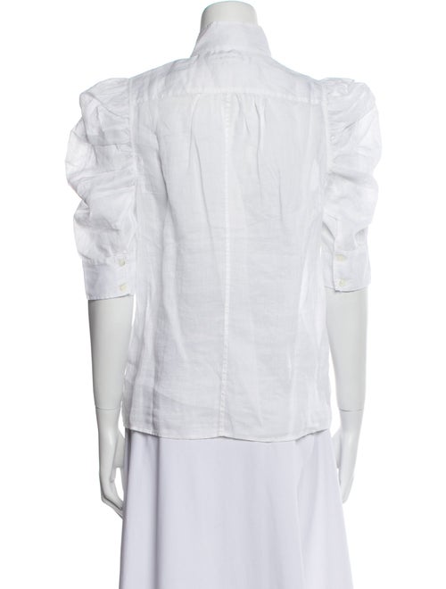 FRAME Mock Neck Short Sleeve Button-Up Top