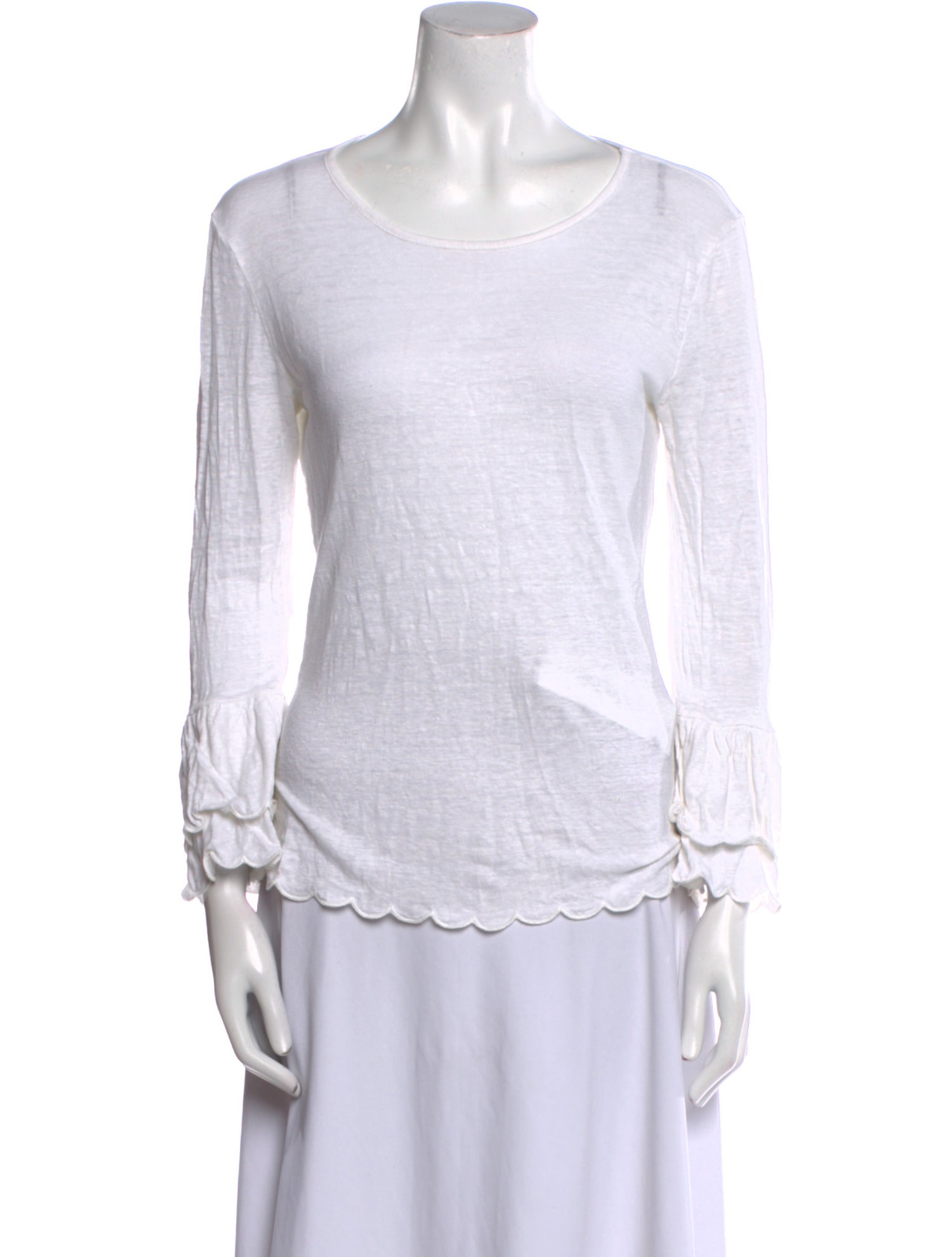 FRAME Linen Scoop Neck Top