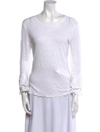 FRAME Linen Scoop Neck Top