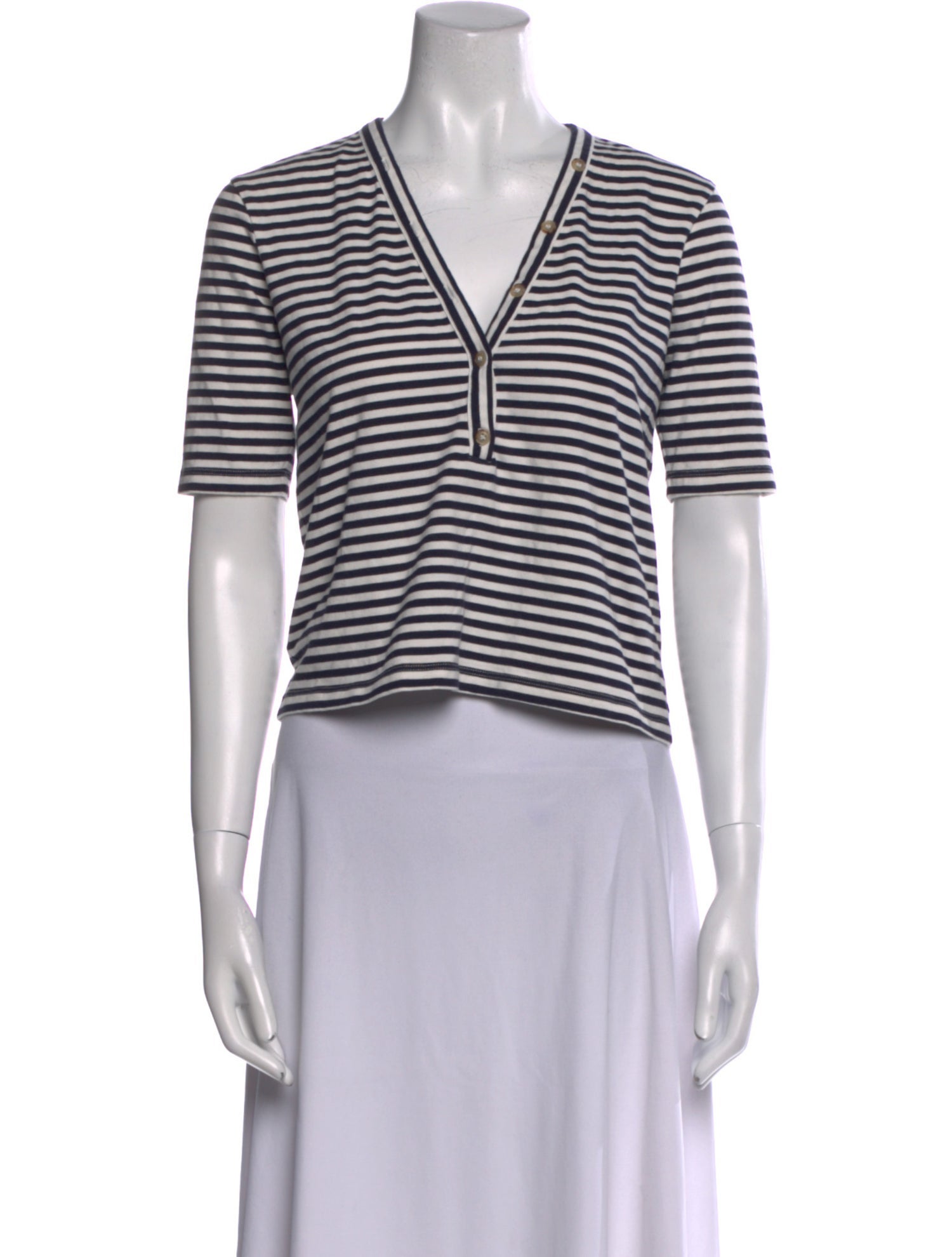 FRAME Striped V-Neck Crop Top