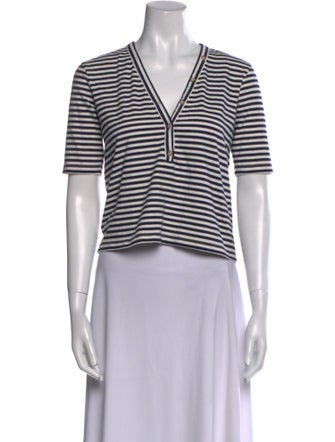 FRAME Striped V-Neck Crop Top