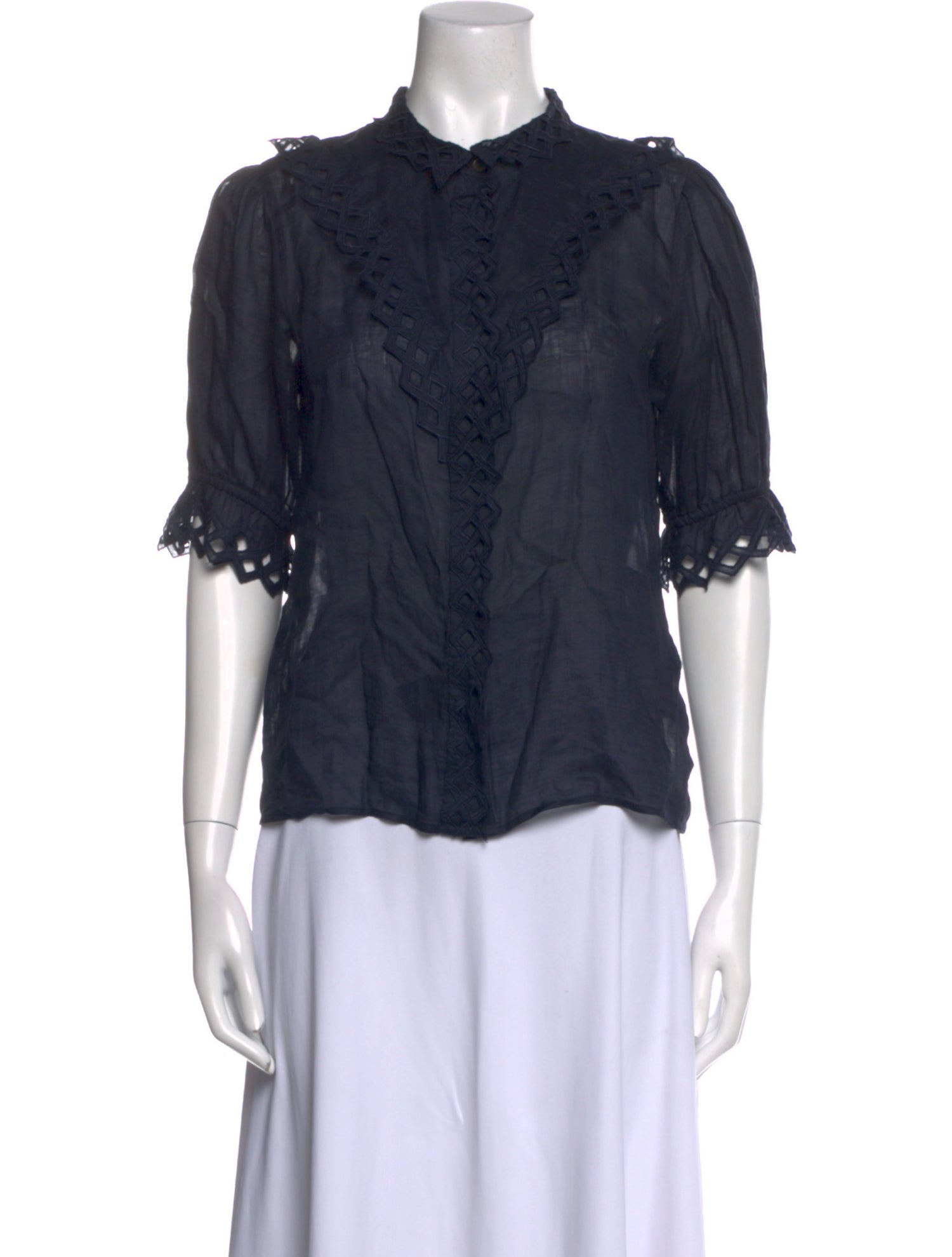 FRAME Mock Neck Three-Quarter Sleeve Blouse