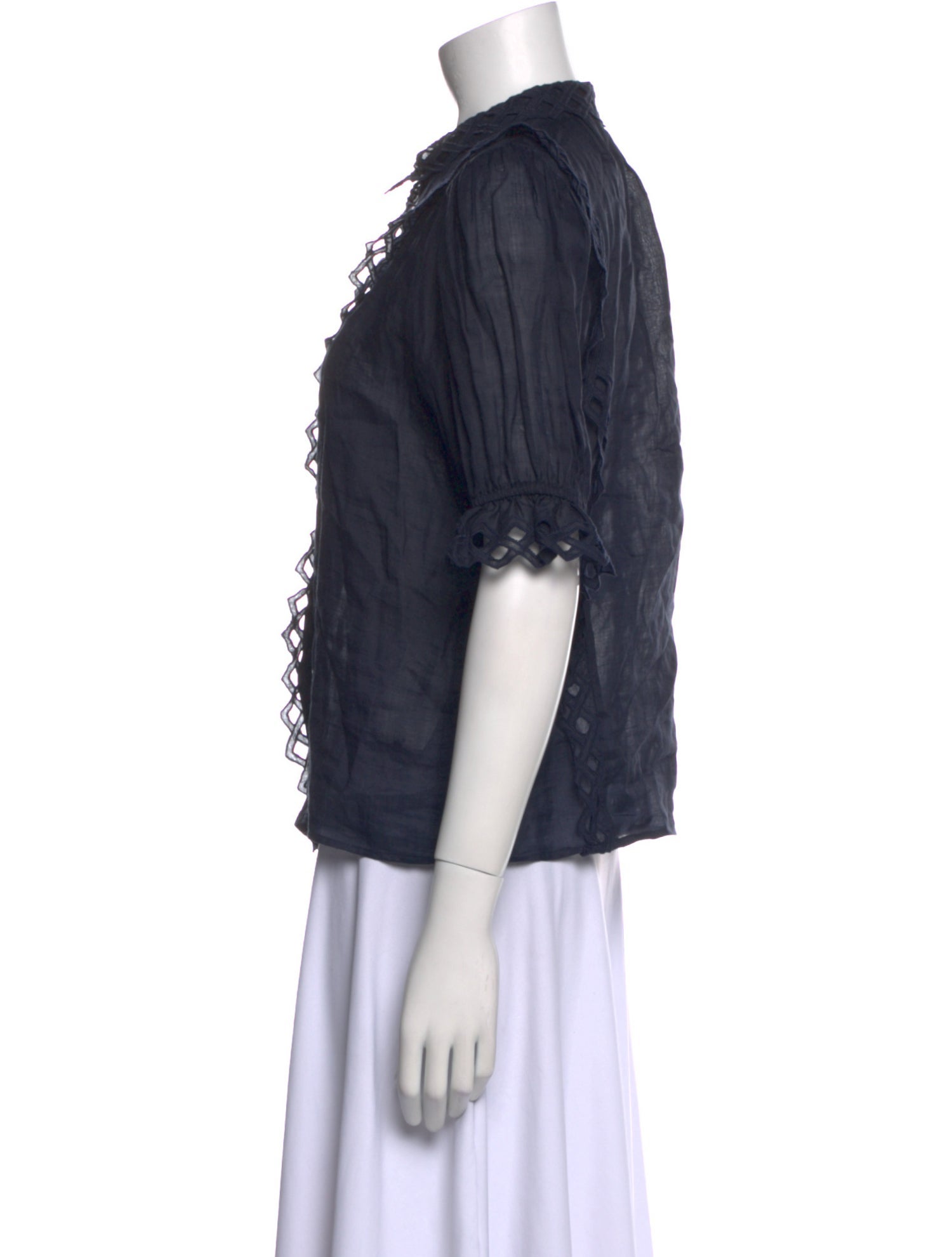 FRAME Mock Neck Three-Quarter Sleeve Blouse