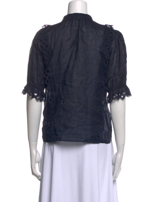 FRAME Mock Neck Three-Quarter Sleeve Blouse