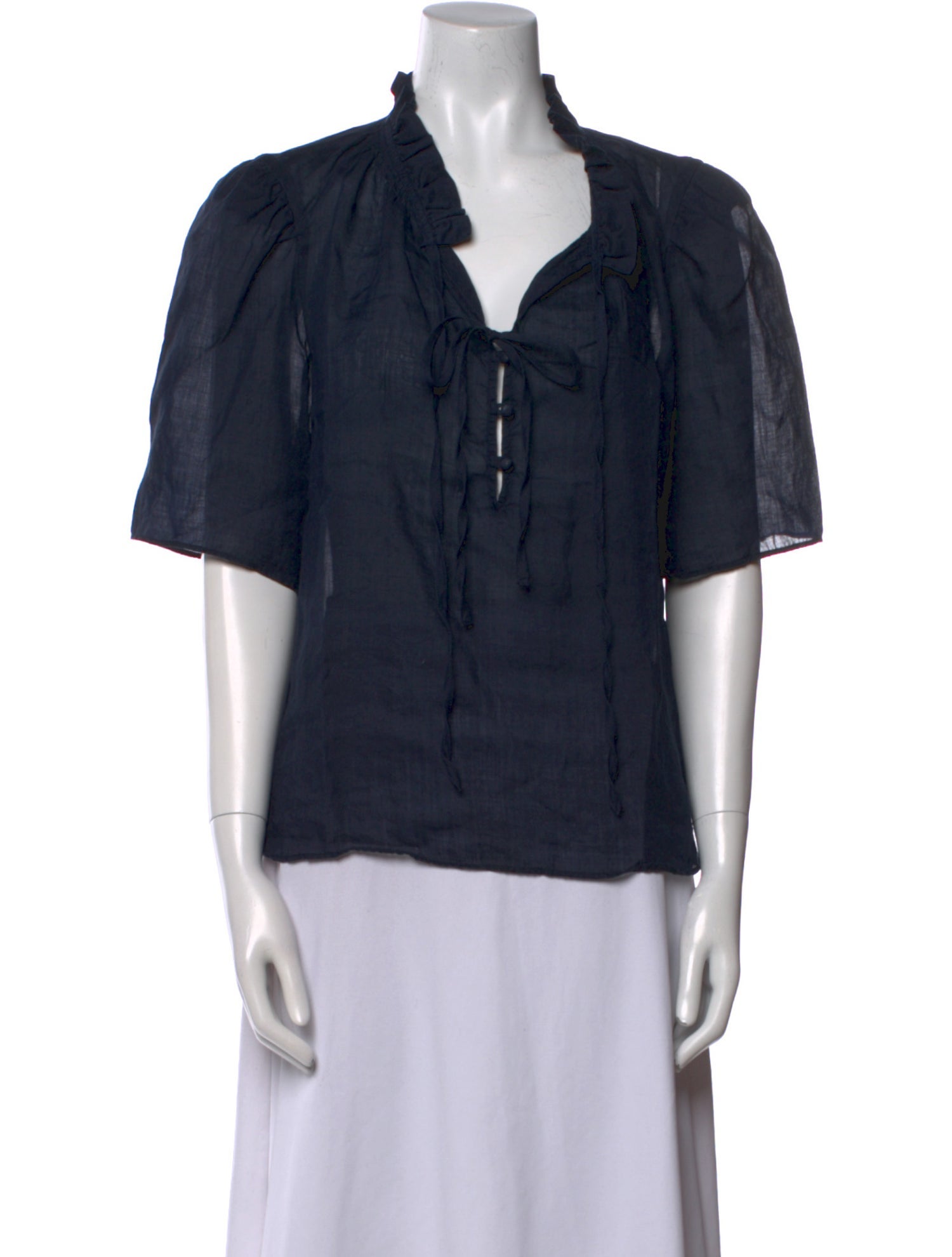 FRAME V-Neck Short Sleeve Blouse