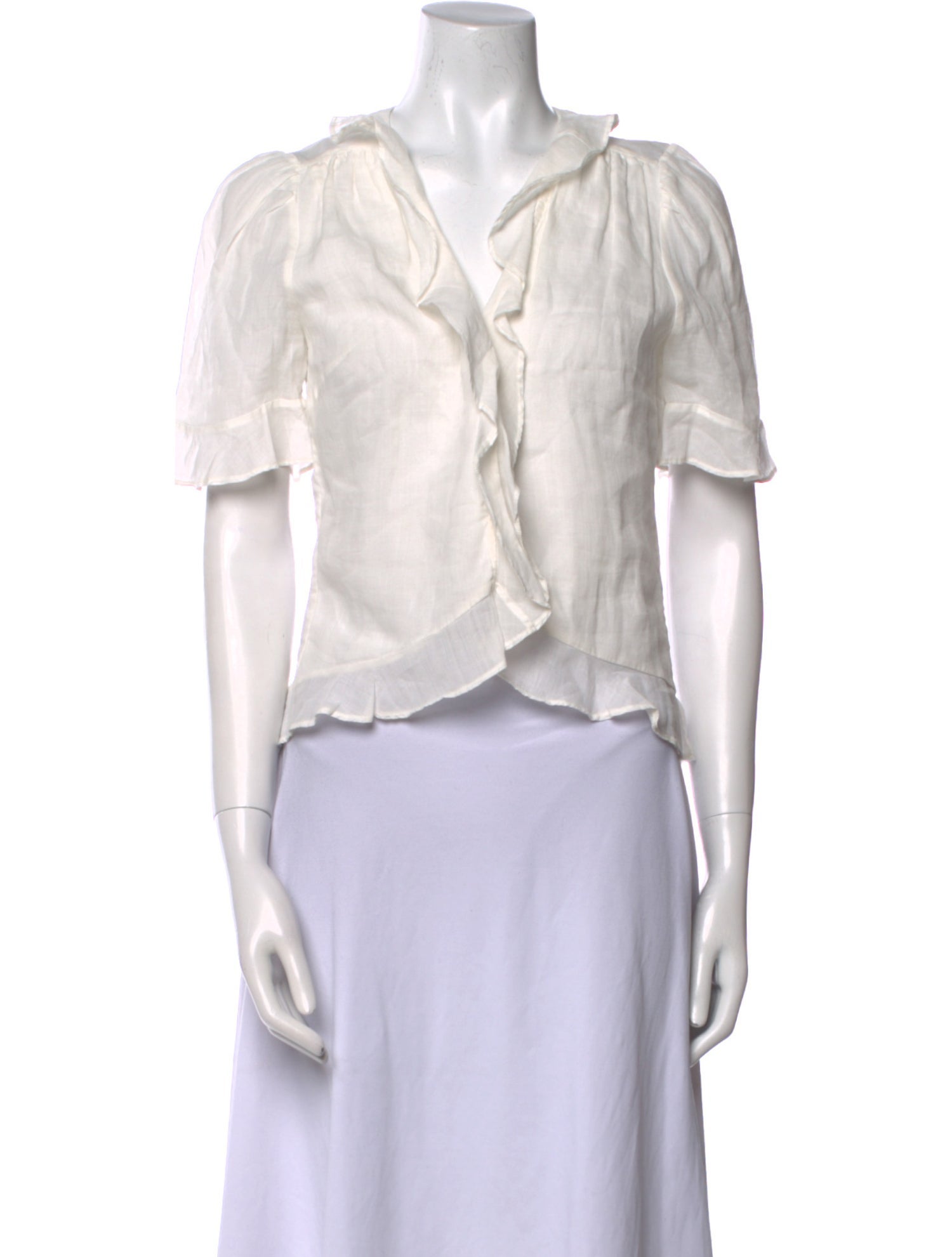 FRAME V-Neck Short Sleeve Crop Top