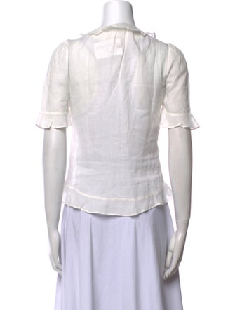 FRAME V-Neck Short Sleeve Crop Top