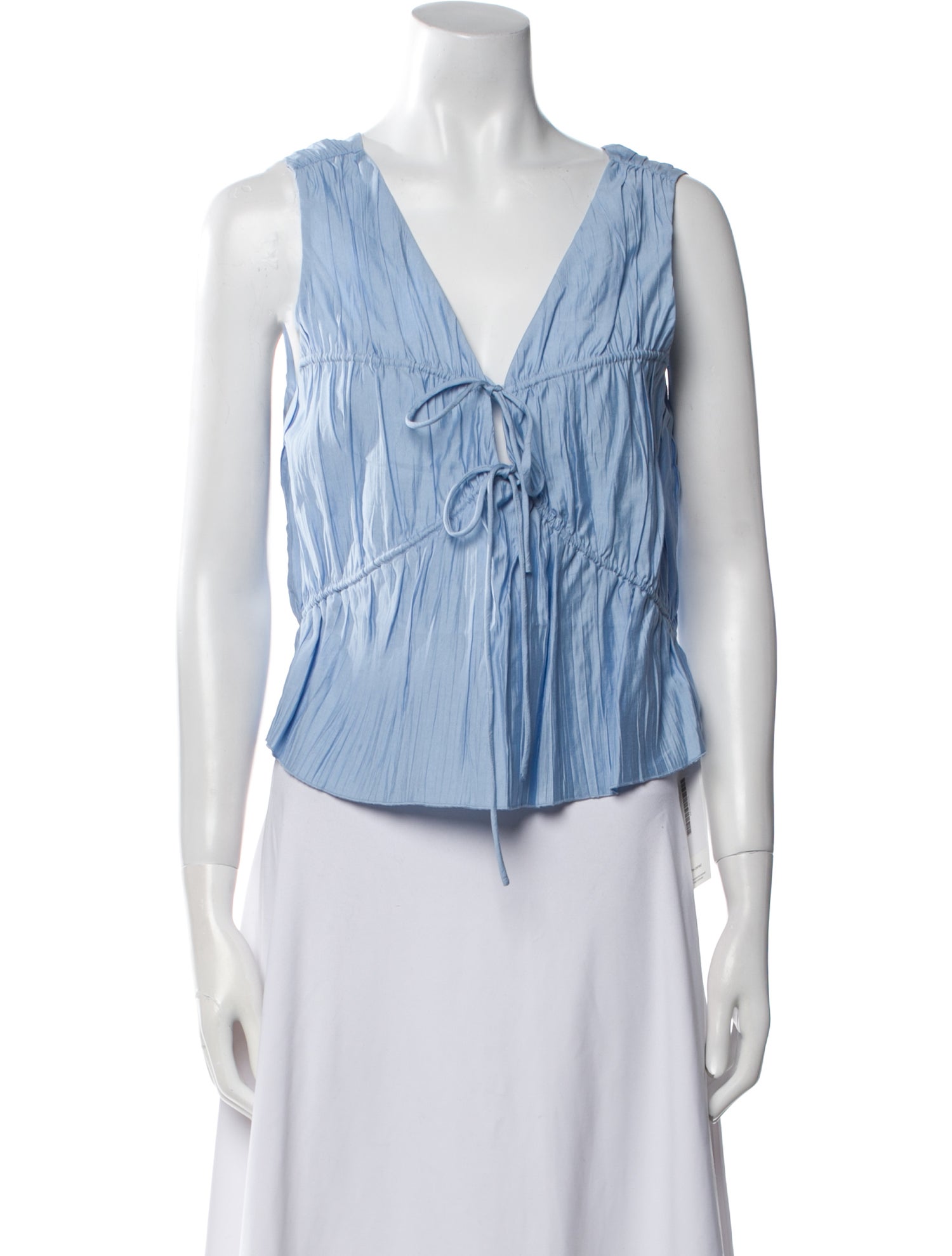 FRAME Striped V-Neck Crop Top