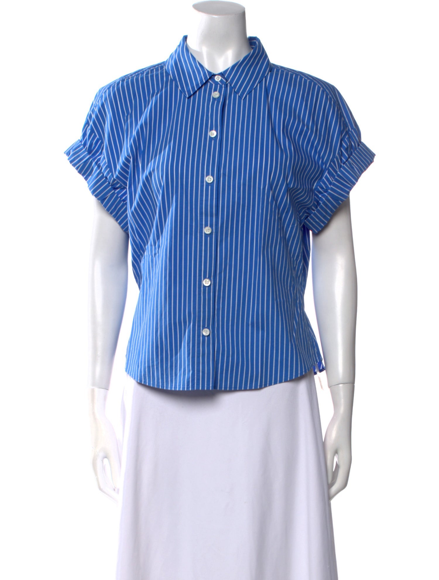 FRAME Striped Short Sleeve Button-Up Top