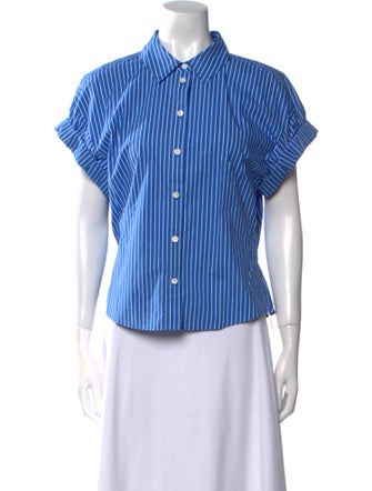 FRAME Striped Short Sleeve Button-Up Top