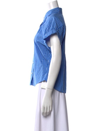 FRAME Striped Short Sleeve Button-Up Top