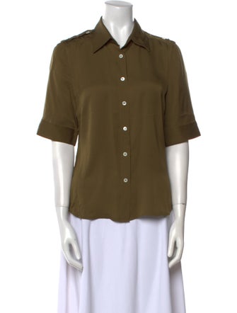 FRAME Silk Short Sleeve Button-Up Top