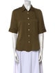 FRAME Silk Short Sleeve Button-Up Top