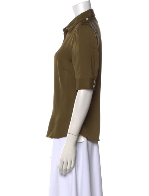 FRAME Silk Short Sleeve Button-Up Top