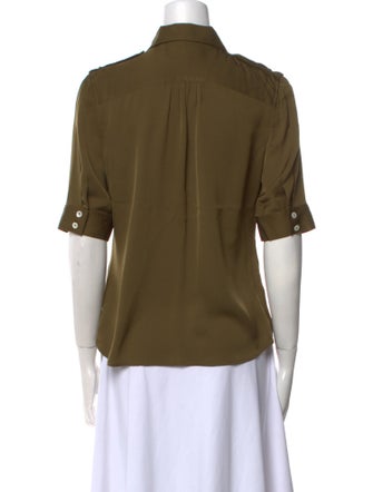 FRAME Silk Short Sleeve Button-Up Top