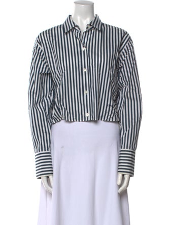 FRAME Striped Long Sleeve Button-Up Top