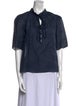 FRAME Tie Neck Short Sleeve Blouse