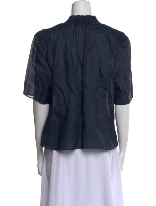 FRAME Tie Neck Short Sleeve Blouse