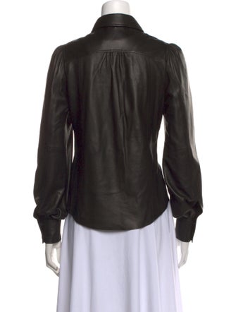 FRAME Leather Long Sleeve Button-Up Top