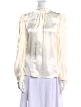 FRAME Silk Mock Neck Blouse