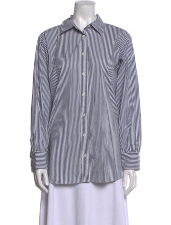 FRAME Striped Long Sleeve Button-Up Top