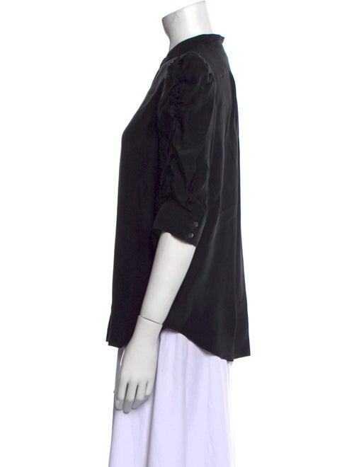 FRAME Silk Mock Neck Button-Up Top