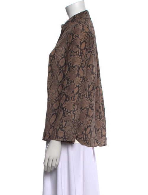 FRAME Silk Animal Print Button-Up Top