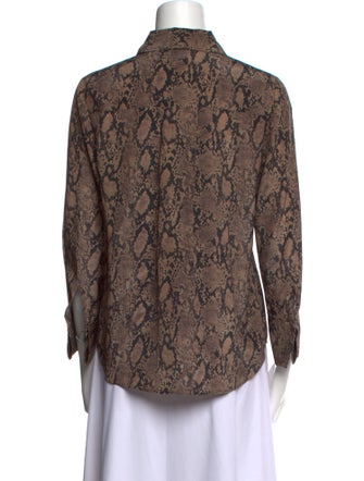 FRAME Silk Animal Print Button-Up Top