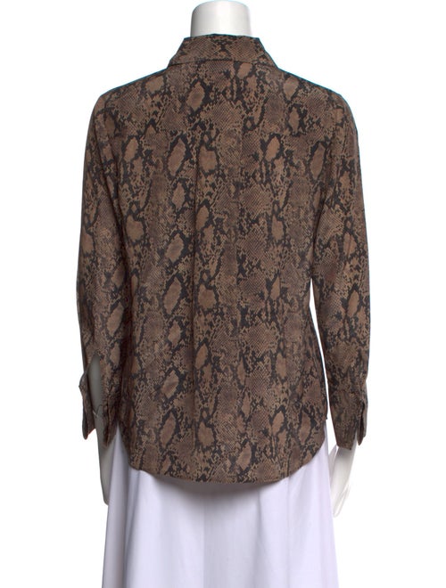 FRAME Silk Animal Print Button-Up Top