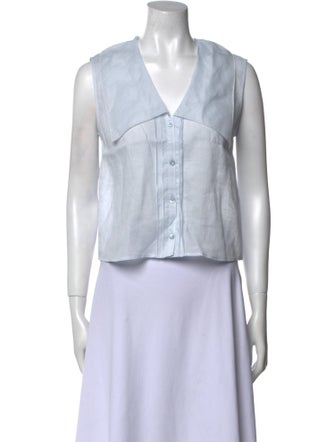 FRAME V-Neck Sleeveless Crop Top