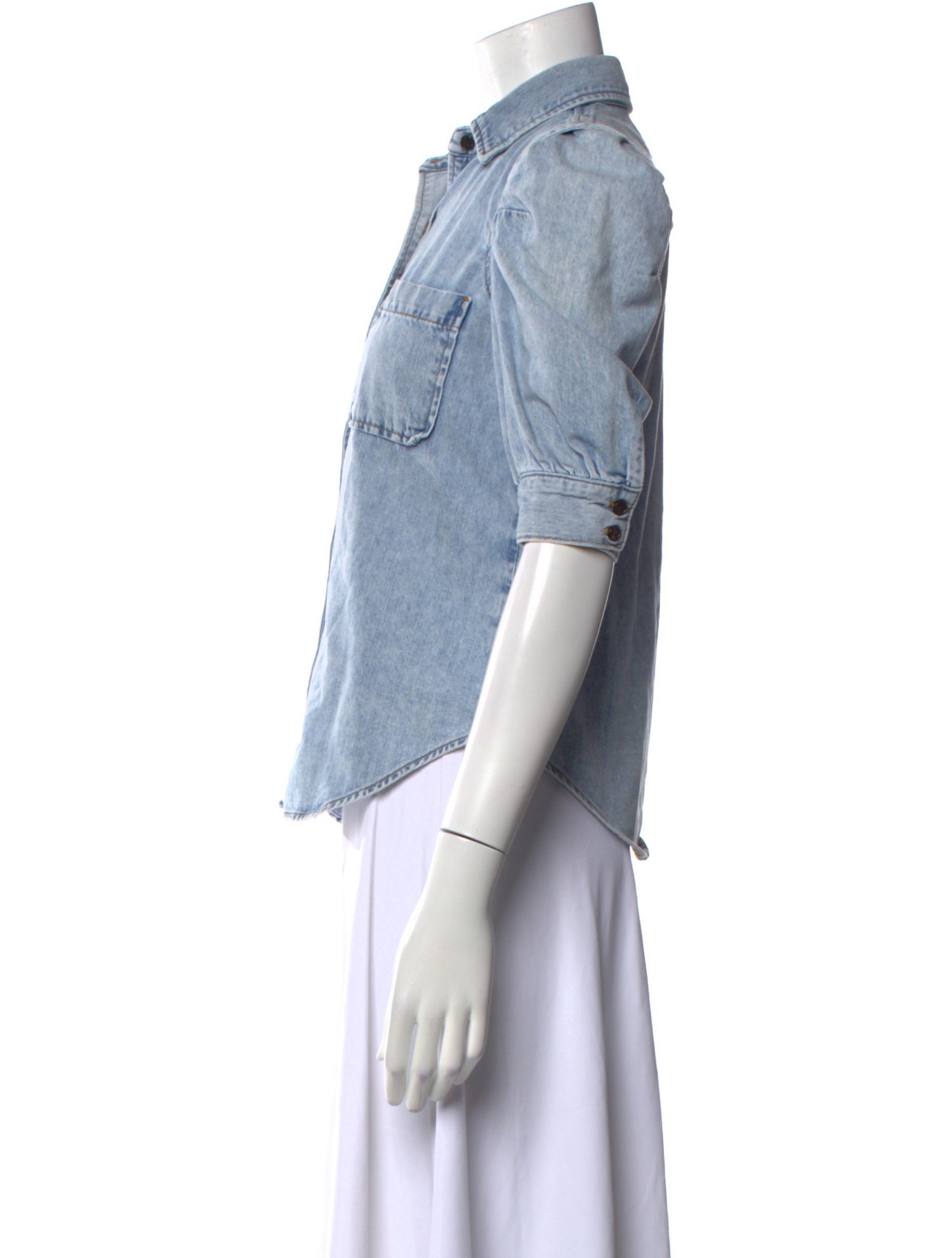 FRAME Three-Quarter Sleeve Button-Up Top