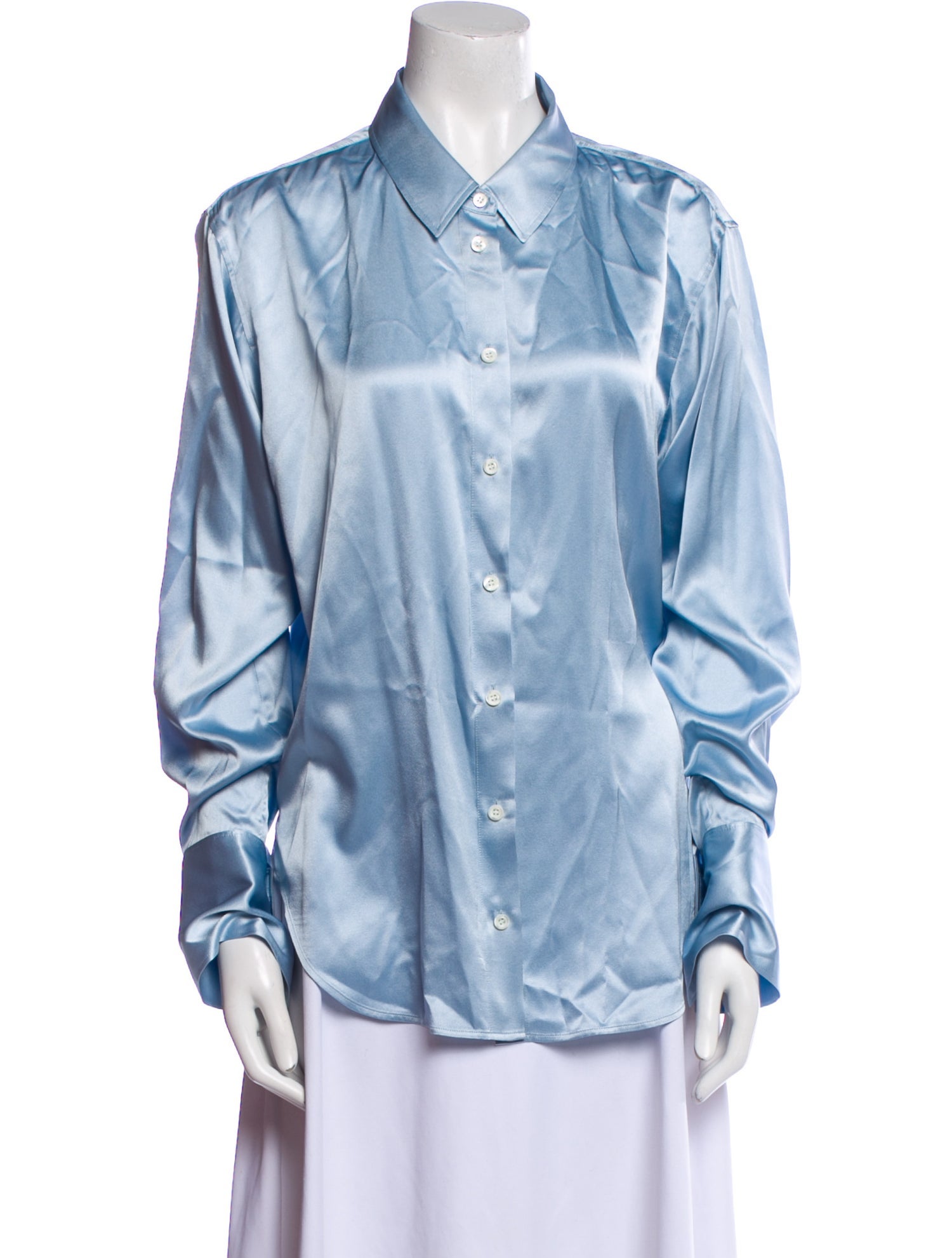 FRAME Silk Long Sleeve Button-Up Top
